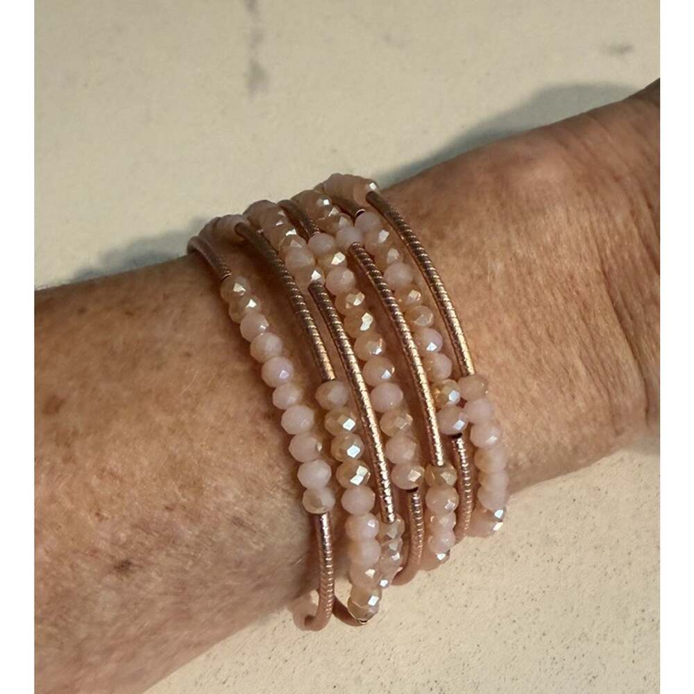 NEW Scout Curated Wears Blush Crystal Rose Gold Wrap Bracelet Necklace Luxury - Picture 3 of 5